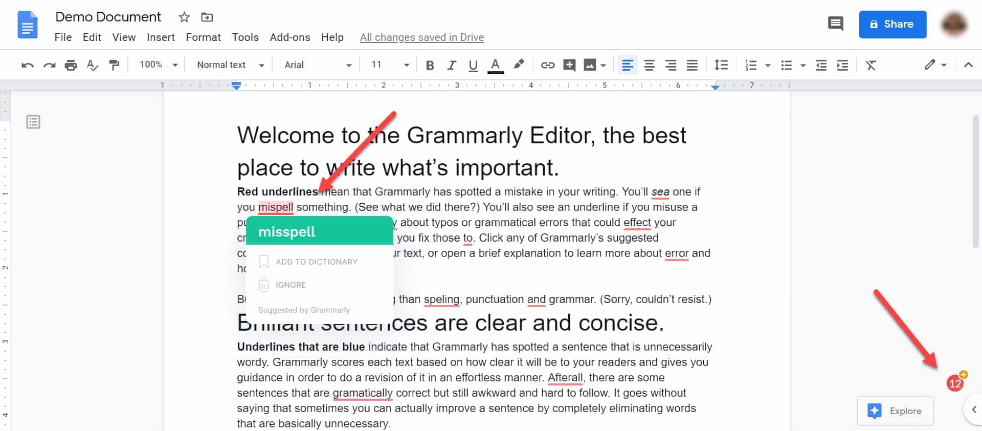 edit document with grammarly