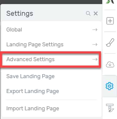 thrive architect page settings