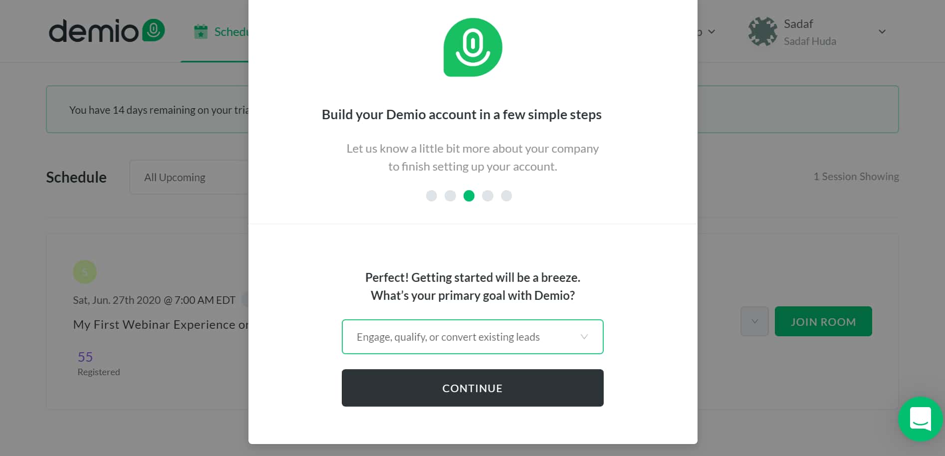 creating account with demio-2