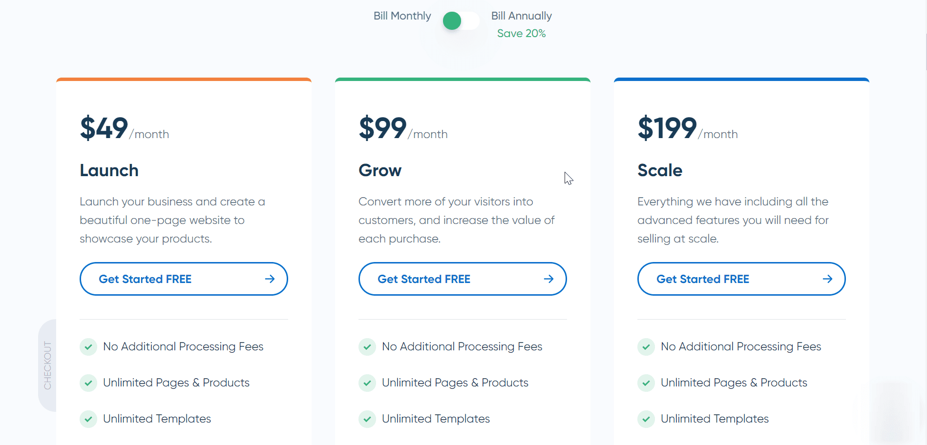 samcart shopping cart pricing details