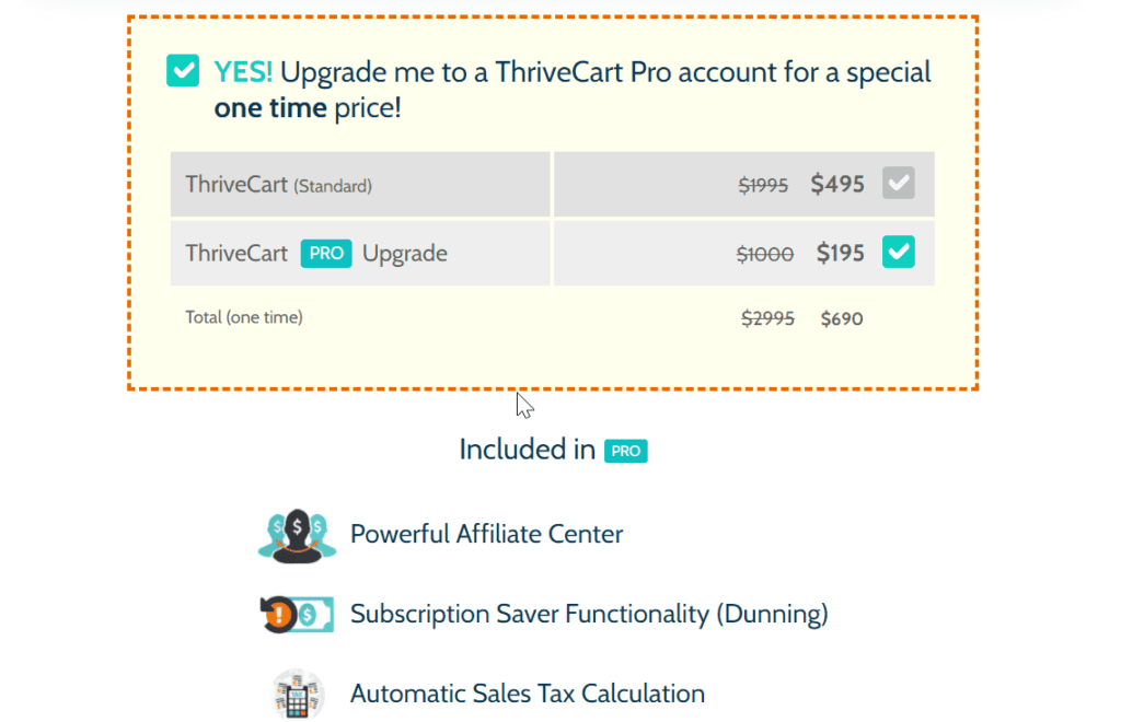 thrivecart shopping cart pricing details