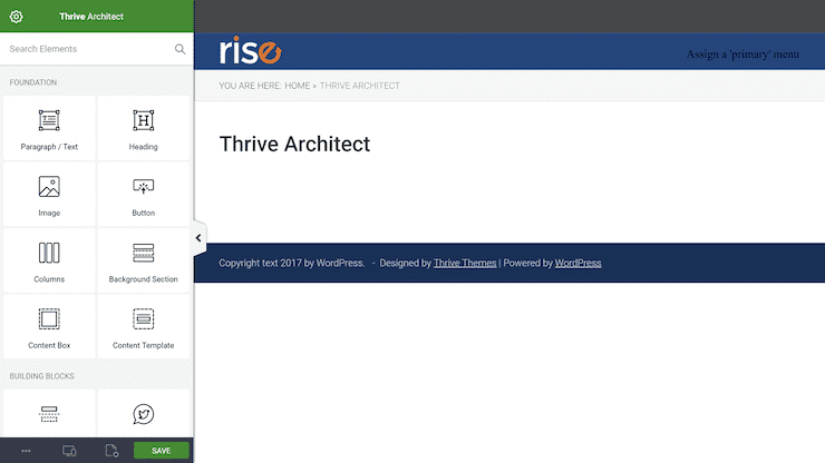 user interface thrive architect