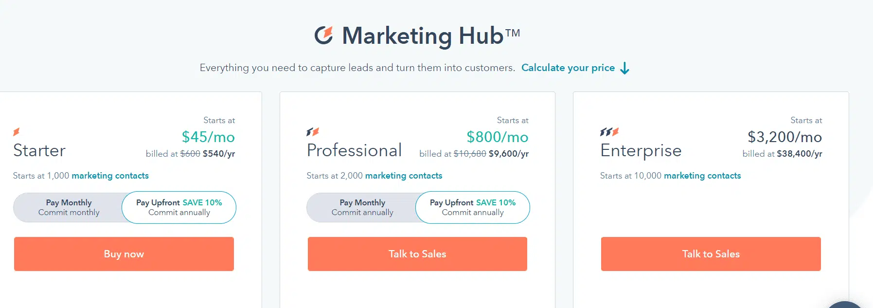 hubspot pricing sep 21