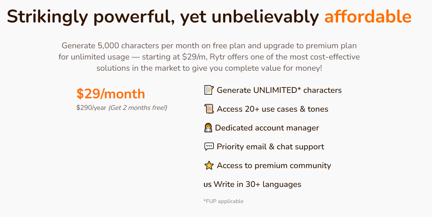 rytr pricing