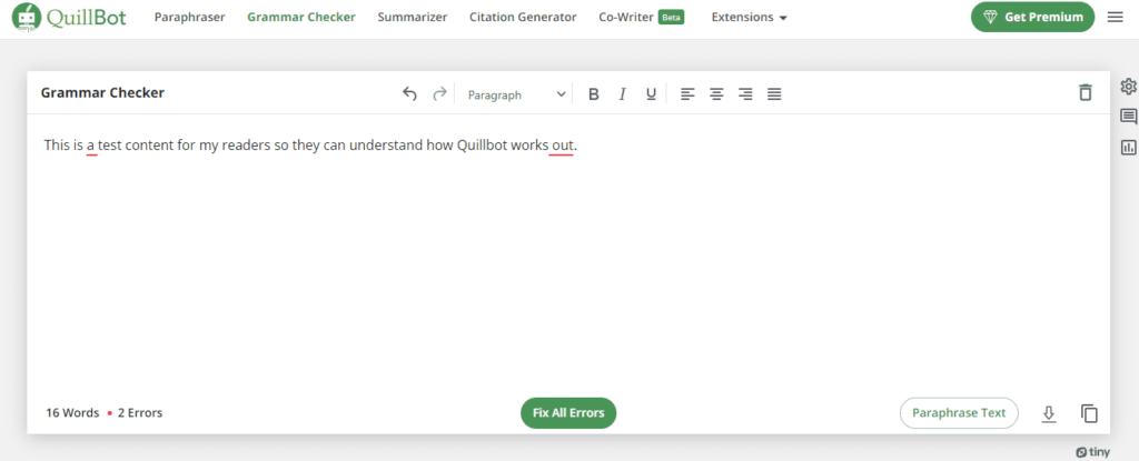 Quillbot grammar checker